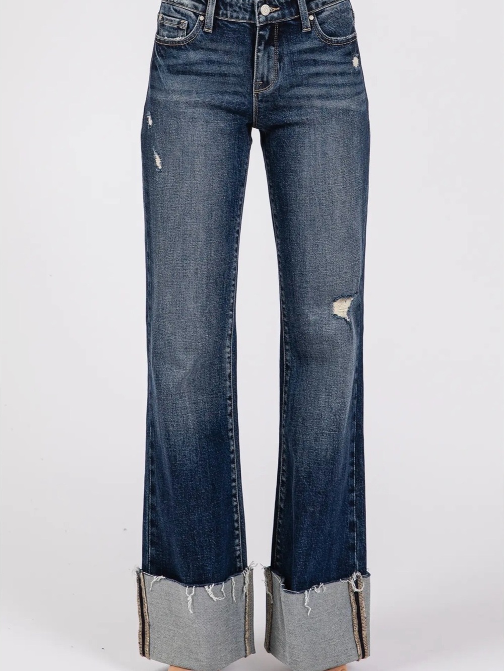 006. Petra153,  Dark Wash Relaxed Cuffed Flare Jeans